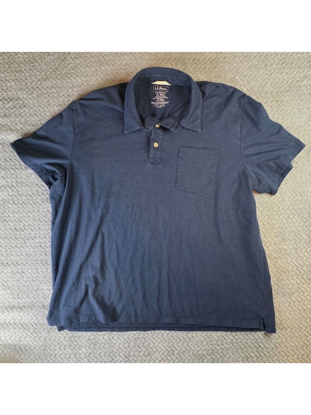 L.L.Bean Mens Traditional Fit Polo Shirt XL Reg Blue Cotton‎ Blend Stretch